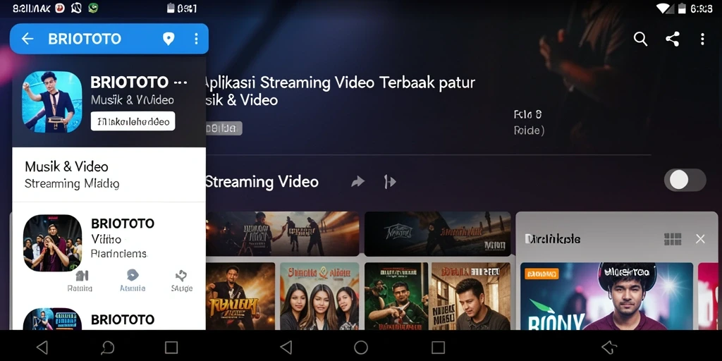 Antarmuka utama BRIOTOTO menampilkan berbagai pilihan video streaming.