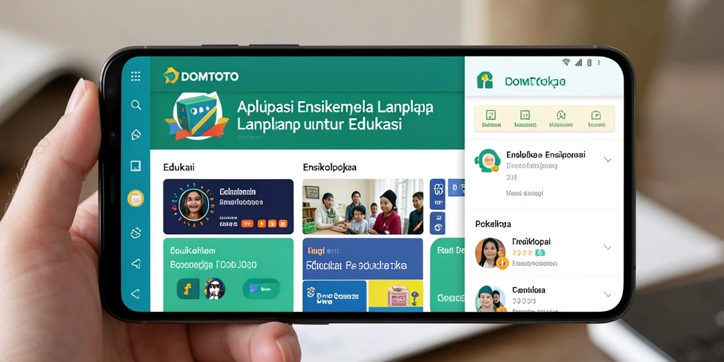 Tampilan antarmuka aplikasi Ensiklopedia DOMTOTO yang menarik dan informatif.