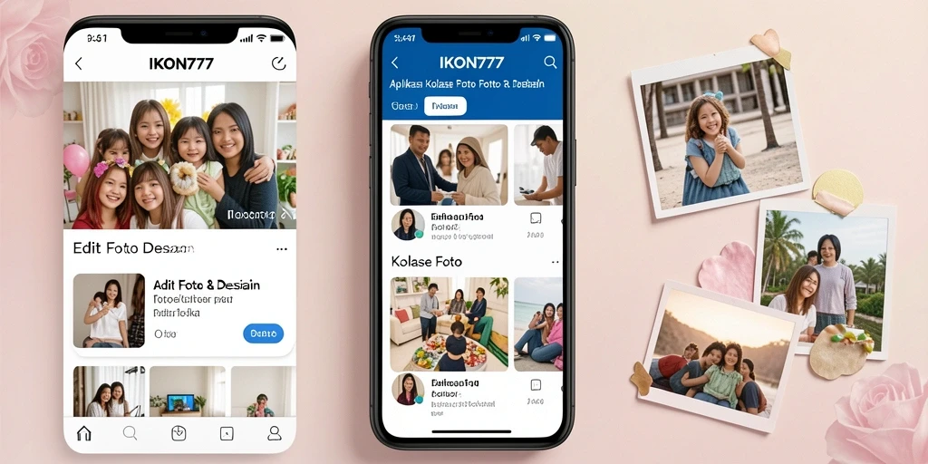 Screenshot antarmuka aplikasi Kolase Foto IKON777 yang menarik.