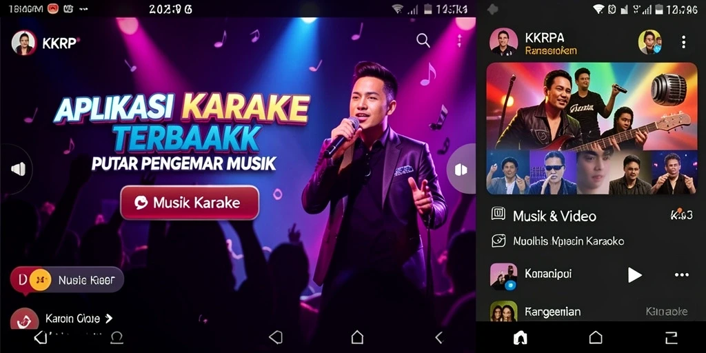 Antarmuka aplikasi KKRP dengan fitur Karaoke yang menarik.