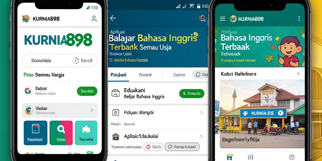 Tampilan antarmuka KURNIA898 yang menarik untuk belajar Bahasa Inggris.
